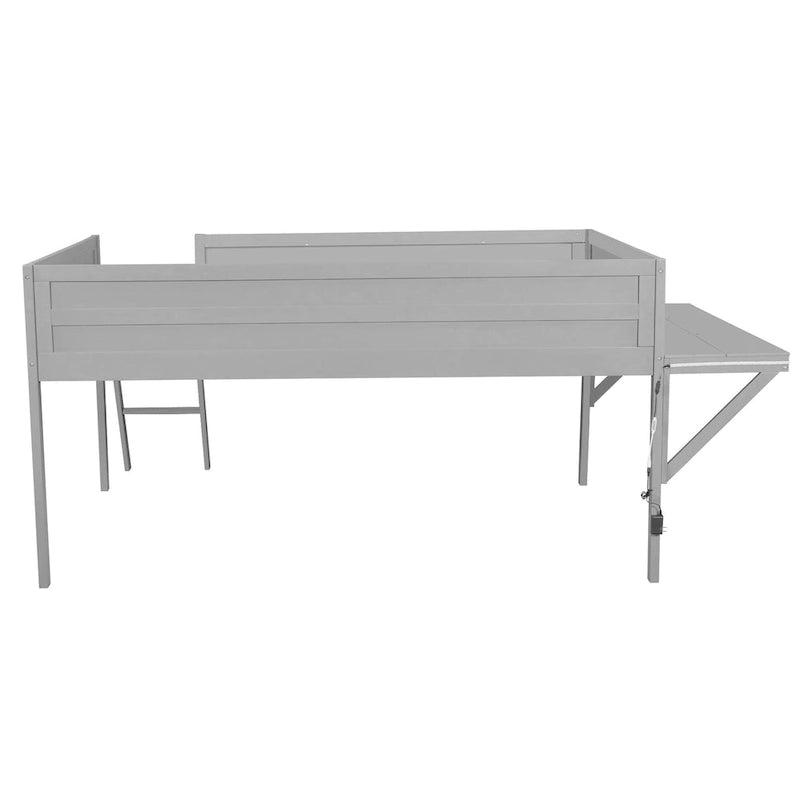 Lit mezzanine gamer tout en bois avec bureau et rangements