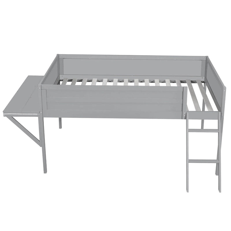 Lit mezzanine gamer tout en bois avec bureau et rangements