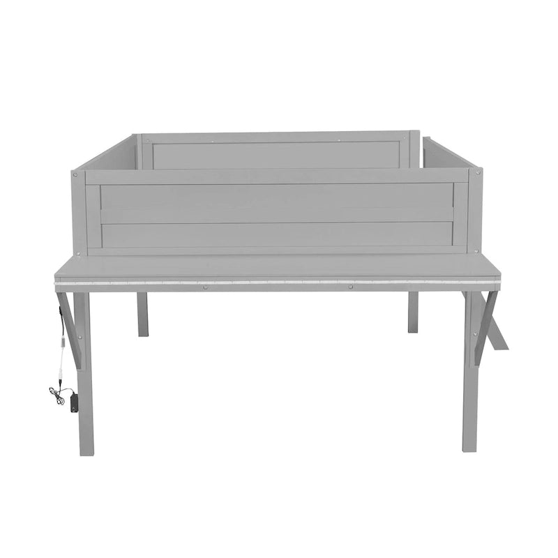 Lit mezzanine gamer tout en bois avec bureau et rangements