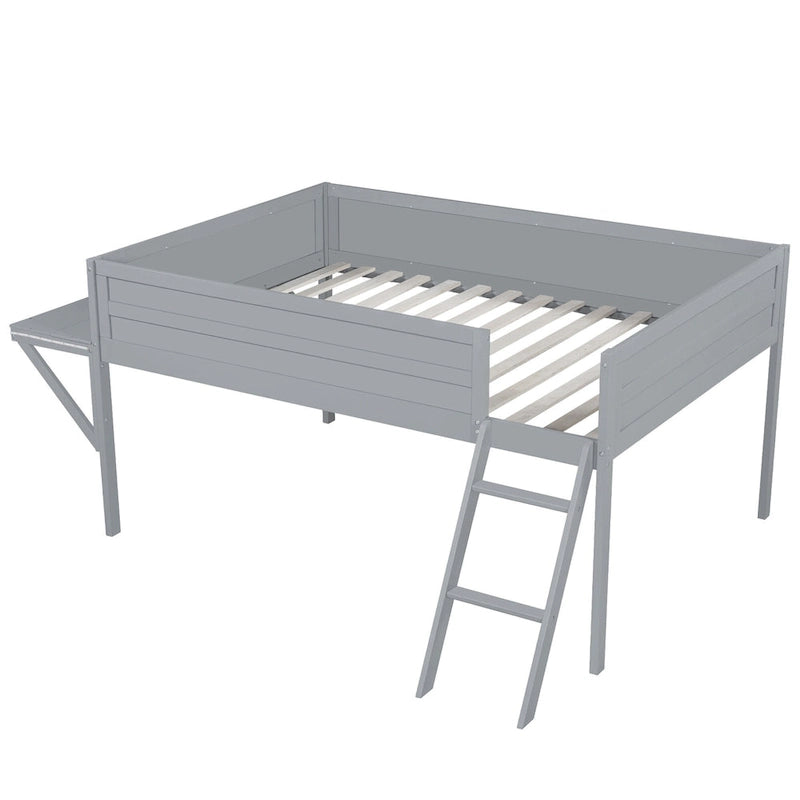Lit mezzanine gamer tout en bois avec bureau et rangements