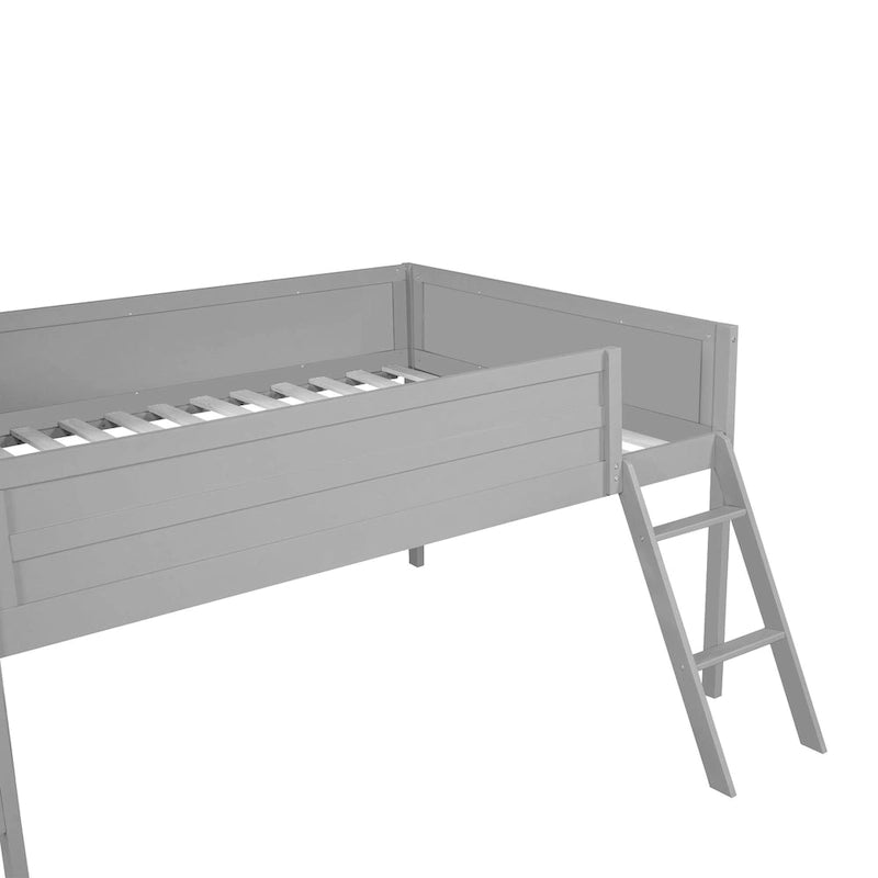 Lit mezzanine gamer tout en bois avec bureau et rangements