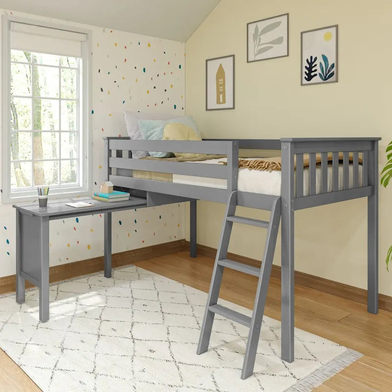Lit mezzanine simple avec bureau coulissant