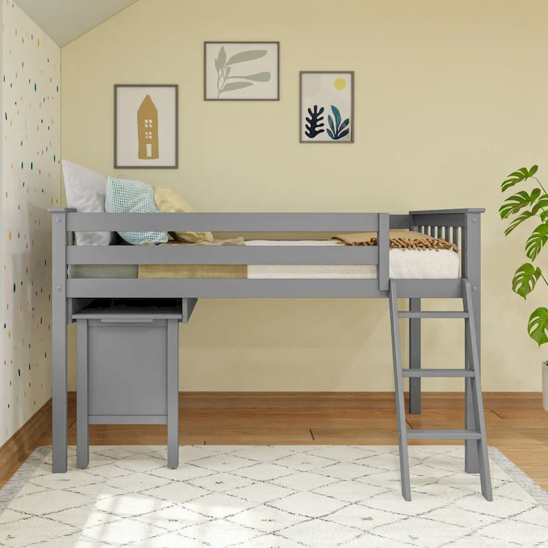 Lit mezzanine simple avec bureau coulissant
