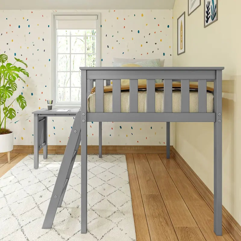 Lit mezzanine simple avec bureau coulissant