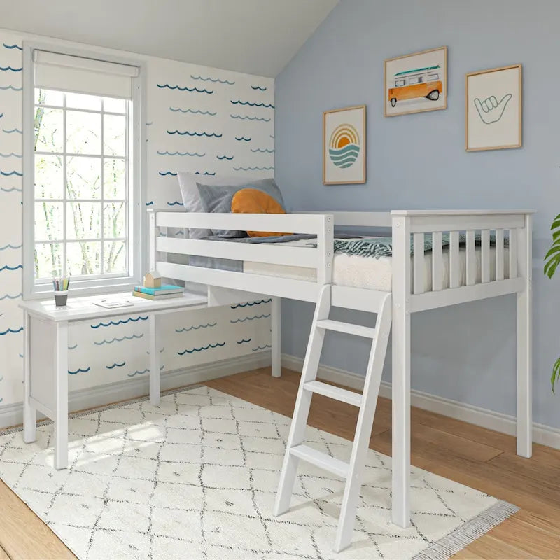 Lit mezzanine simple avec bureau coulissant