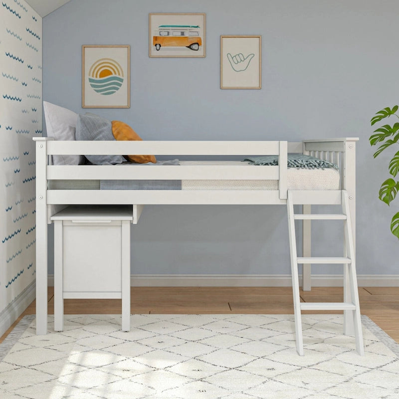 Lit mezzanine simple avec bureau coulissant