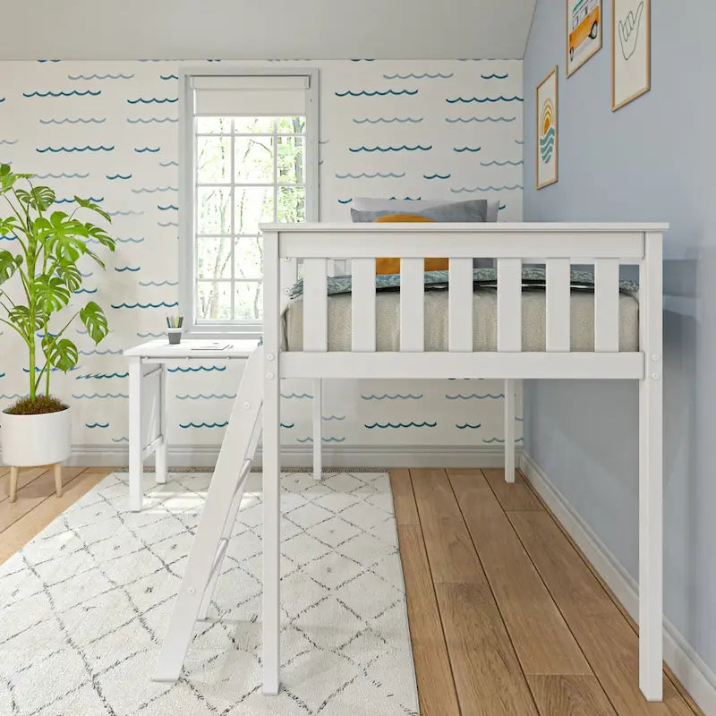 Lit mezzanine simple avec bureau coulissant