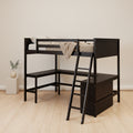 Full size Loft Bed with Shelves and Desk, Wooden Loft Bed with Desk - Espresso
