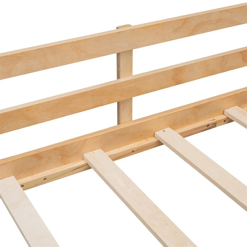 Lit mezzanine en bois, format jumeau, avec deux boîtes de rangement