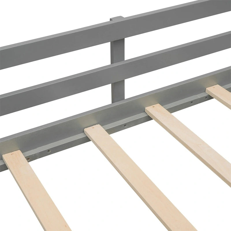 Lit mezzanine en bois, format jumeau, avec deux boîtes de rangement