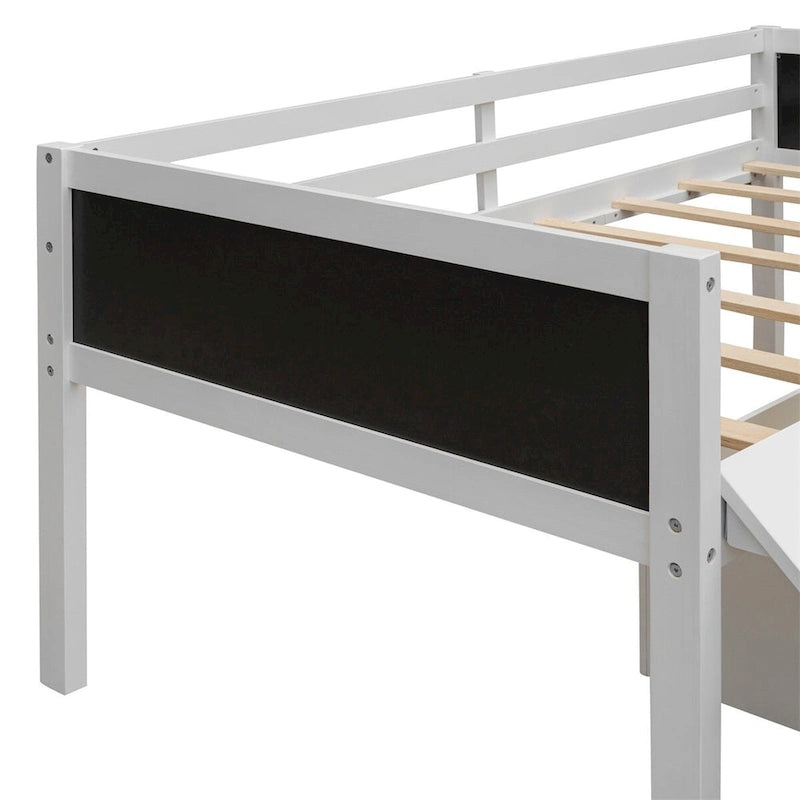 Lit mezzanine en bois, format jumeau, avec deux boîtes de rangement